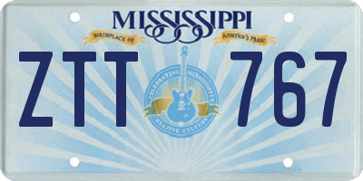 MS license plate ZTT767