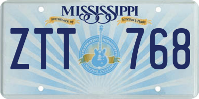 MS license plate ZTT768