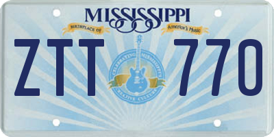 MS license plate ZTT770
