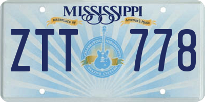 MS license plate ZTT778