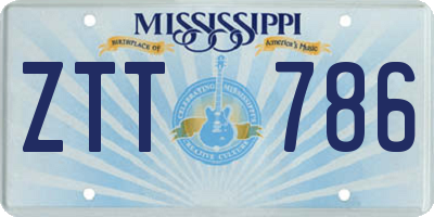 MS license plate ZTT786