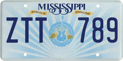 MS license plate ZTT789