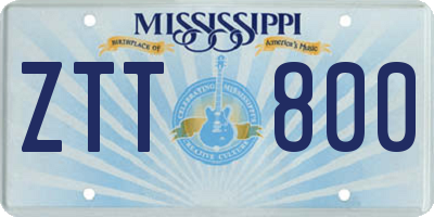 MS license plate ZTT800