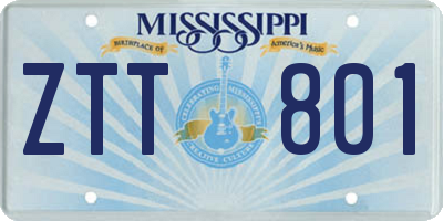 MS license plate ZTT801