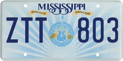 MS license plate ZTT803