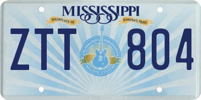 MS license plate ZTT804