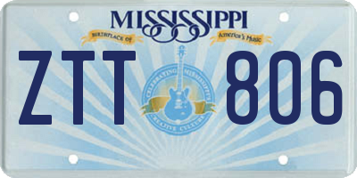 MS license plate ZTT806
