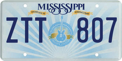 MS license plate ZTT807