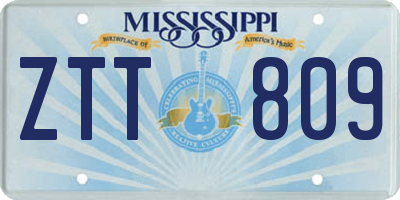 MS license plate ZTT809