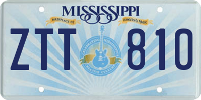 MS license plate ZTT810