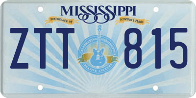 MS license plate ZTT815