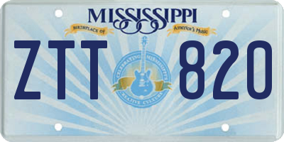 MS license plate ZTT820