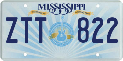 MS license plate ZTT822