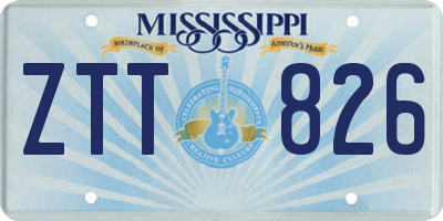 MS license plate ZTT826