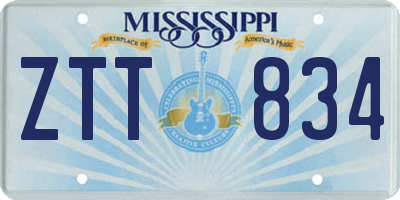MS license plate ZTT834