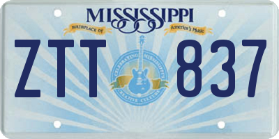 MS license plate ZTT837