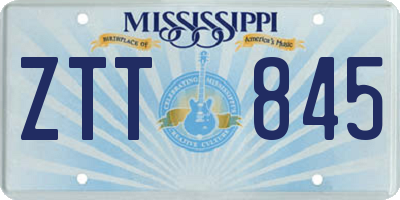 MS license plate ZTT845