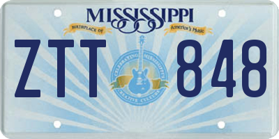 MS license plate ZTT848