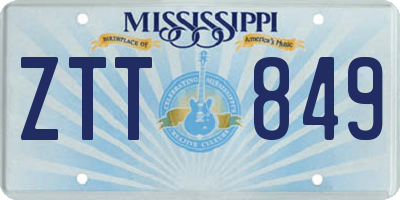 MS license plate ZTT849