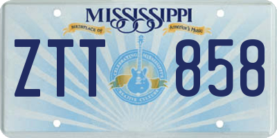 MS license plate ZTT858