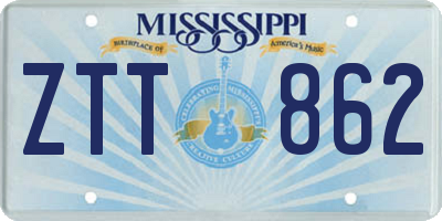 MS license plate ZTT862