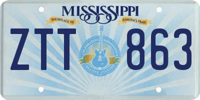 MS license plate ZTT863