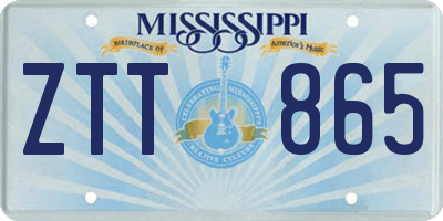 MS license plate ZTT865