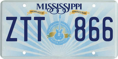 MS license plate ZTT866