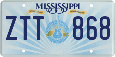 MS license plate ZTT868