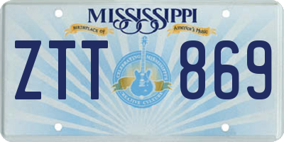 MS license plate ZTT869