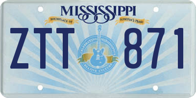 MS license plate ZTT871