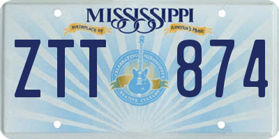 MS license plate ZTT874