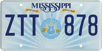 MS license plate ZTT878