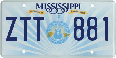 MS license plate ZTT881