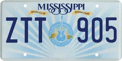 MS license plate ZTT905