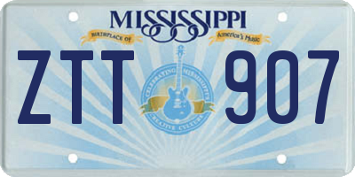 MS license plate ZTT907