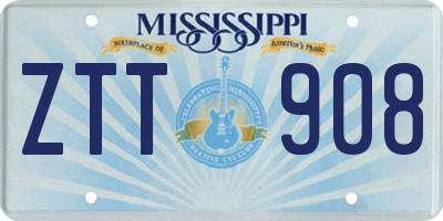 MS license plate ZTT908
