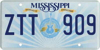 MS license plate ZTT909