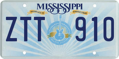 MS license plate ZTT910