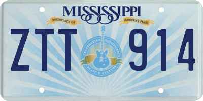 MS license plate ZTT914