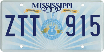 MS license plate ZTT915