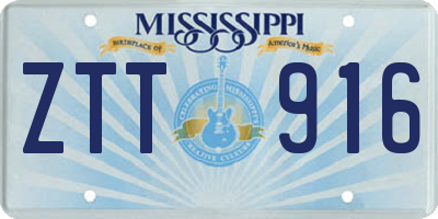 MS license plate ZTT916