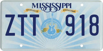 MS license plate ZTT918
