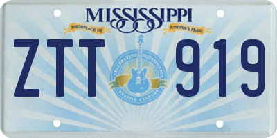 MS license plate ZTT919