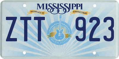 MS license plate ZTT923