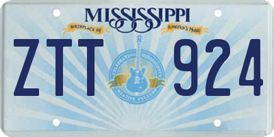 MS license plate ZTT924
