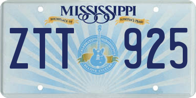MS license plate ZTT925