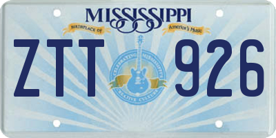 MS license plate ZTT926