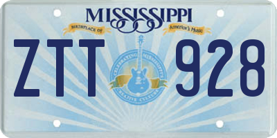 MS license plate ZTT928