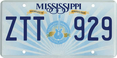 MS license plate ZTT929